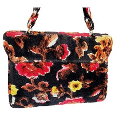 Vintage Handbag by 'Garay' USA, Chenille flowers in diferent colors, USA 1950s