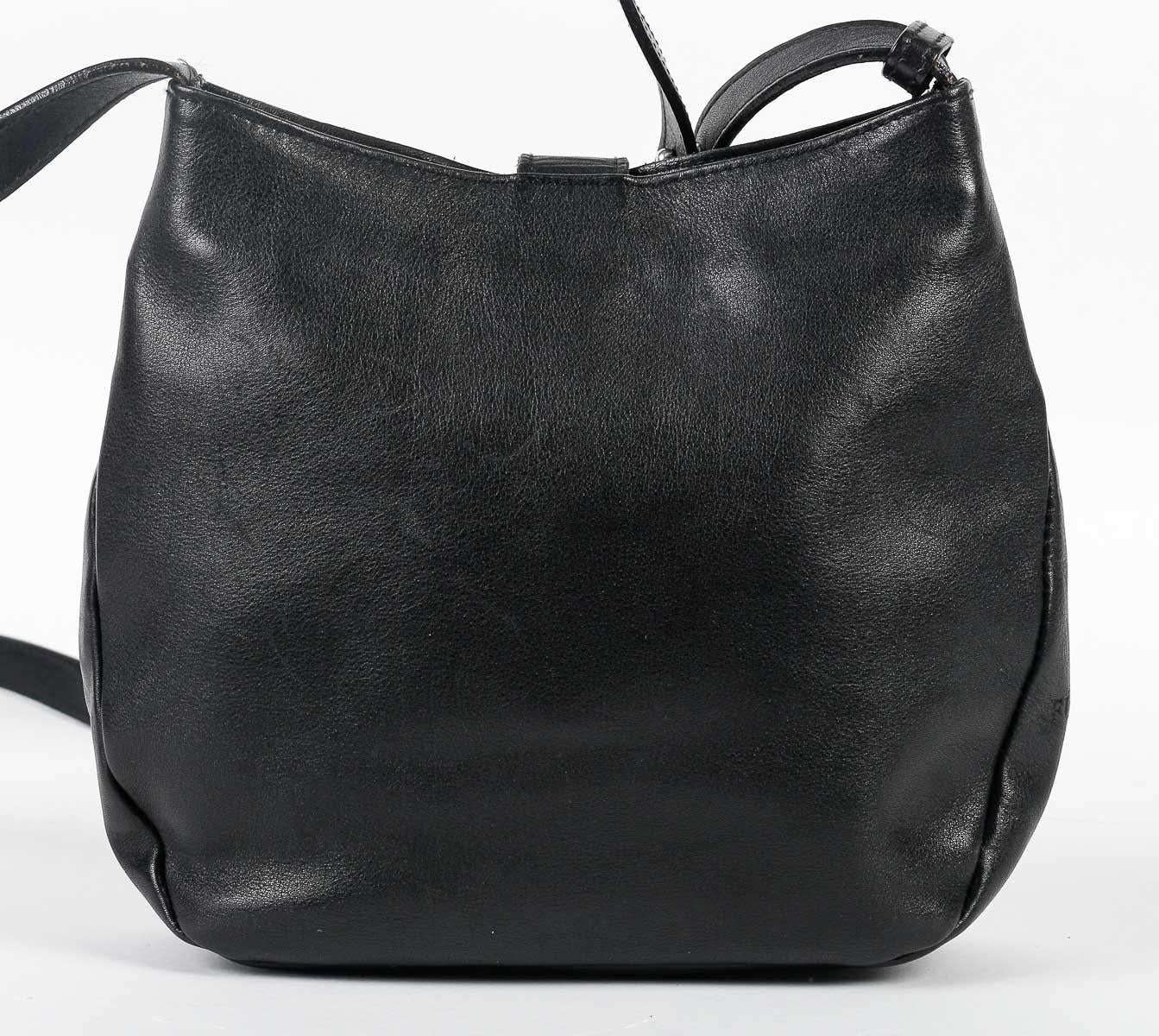 Modern Vintage Handbag, Furla, Made in Italy, Black Leather, XXth Century. For Sale