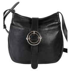 Vintage-Handtasche, Furla, hergestellt in Italien, schwarzes Leder, XX. Jahrhundert.