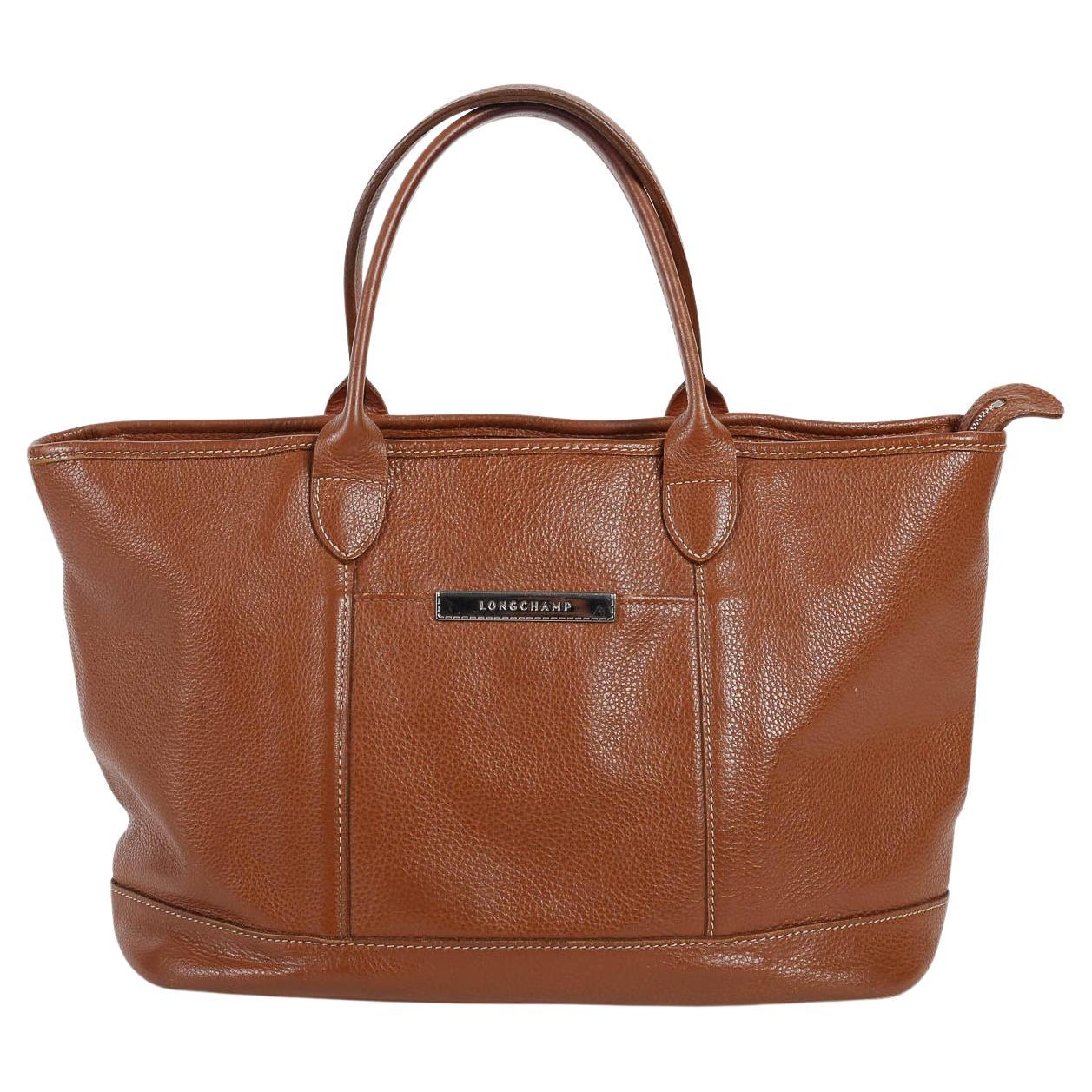 Vintage Handbag, Longchamp, Light Brown Leather, XXth Century. For Sale