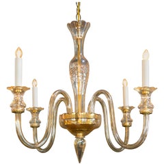 Retro, Handblown Murano Glass with Etched Body Chandelier
