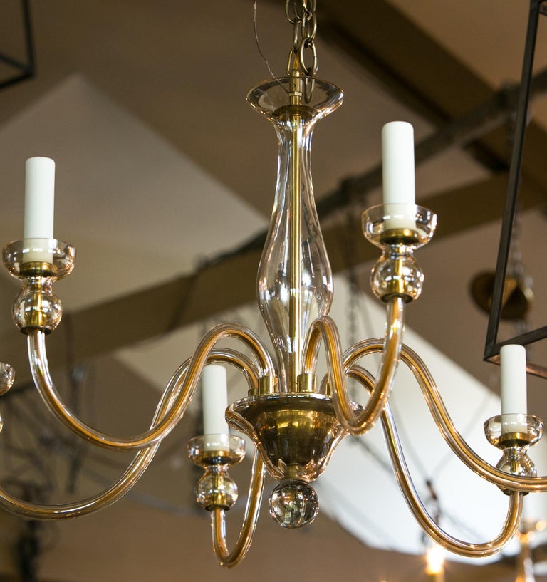 Murano Pale Amber Glass Chandelier For Sale at 1stdibs