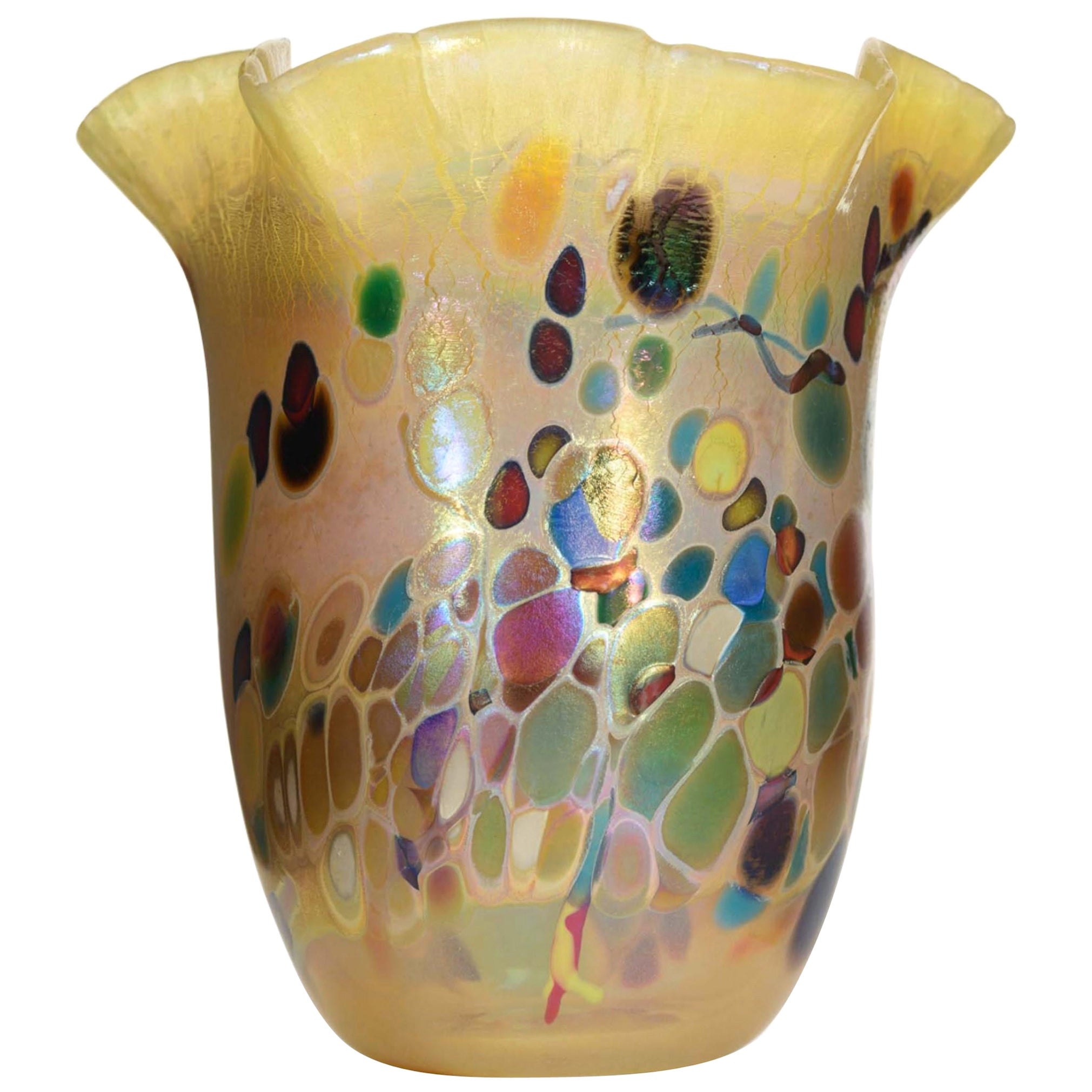 Vintage Handblown Yellow Hankerchief Art Glass Vase