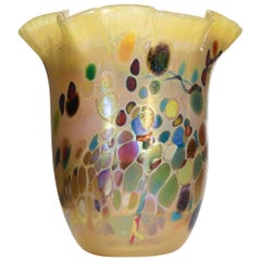 Vintage Handblown Yellow Hankerchief Art Glass Vase