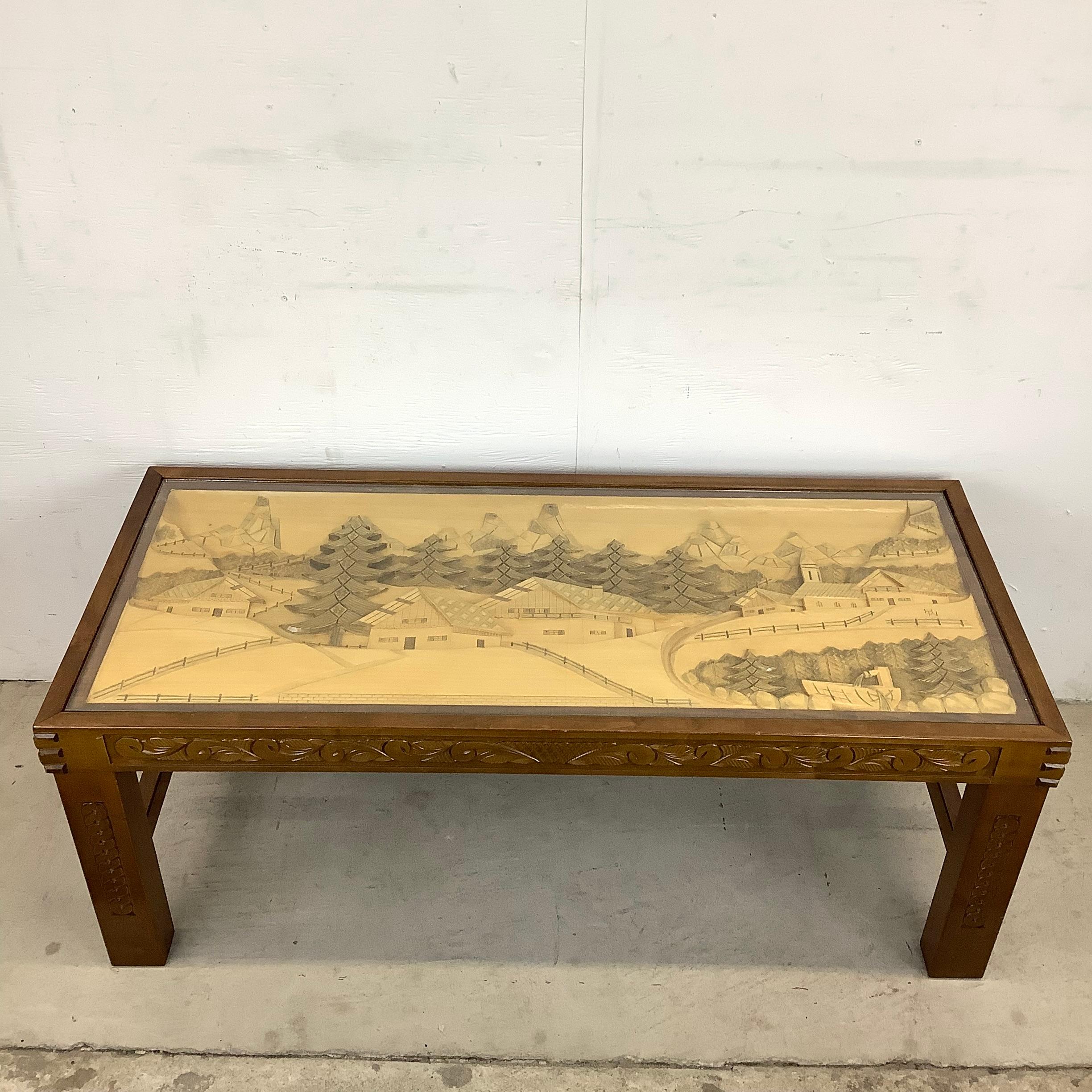 hand carved coffee table