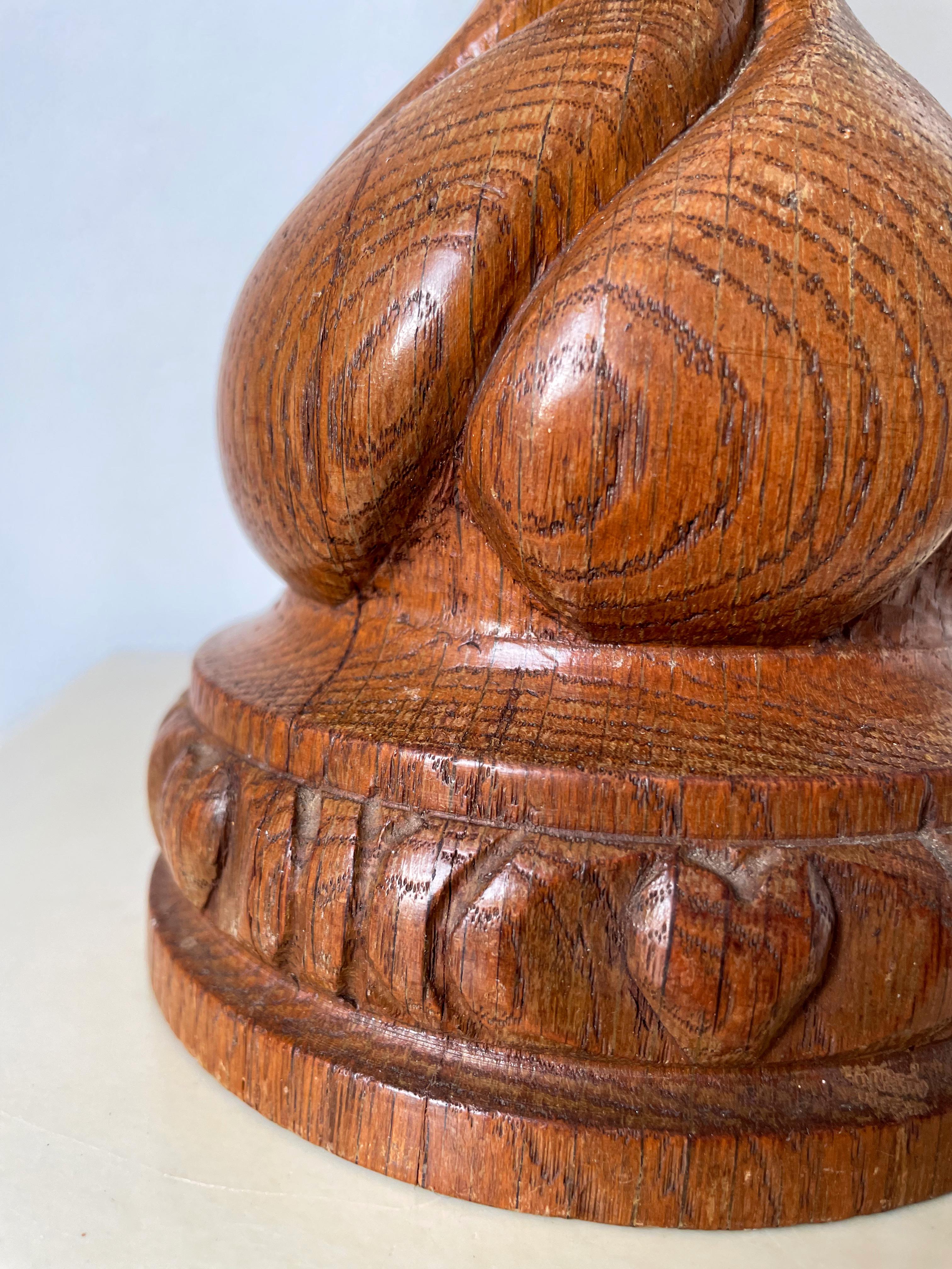 Hand-Crafted Vintage Sculptural Handcarved Wooden Table Lamp, 1960s For Sale