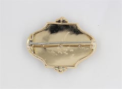 Vintage Handcrafted 14 Karat Gold Black, White Enamel Pin or Pend with Corals