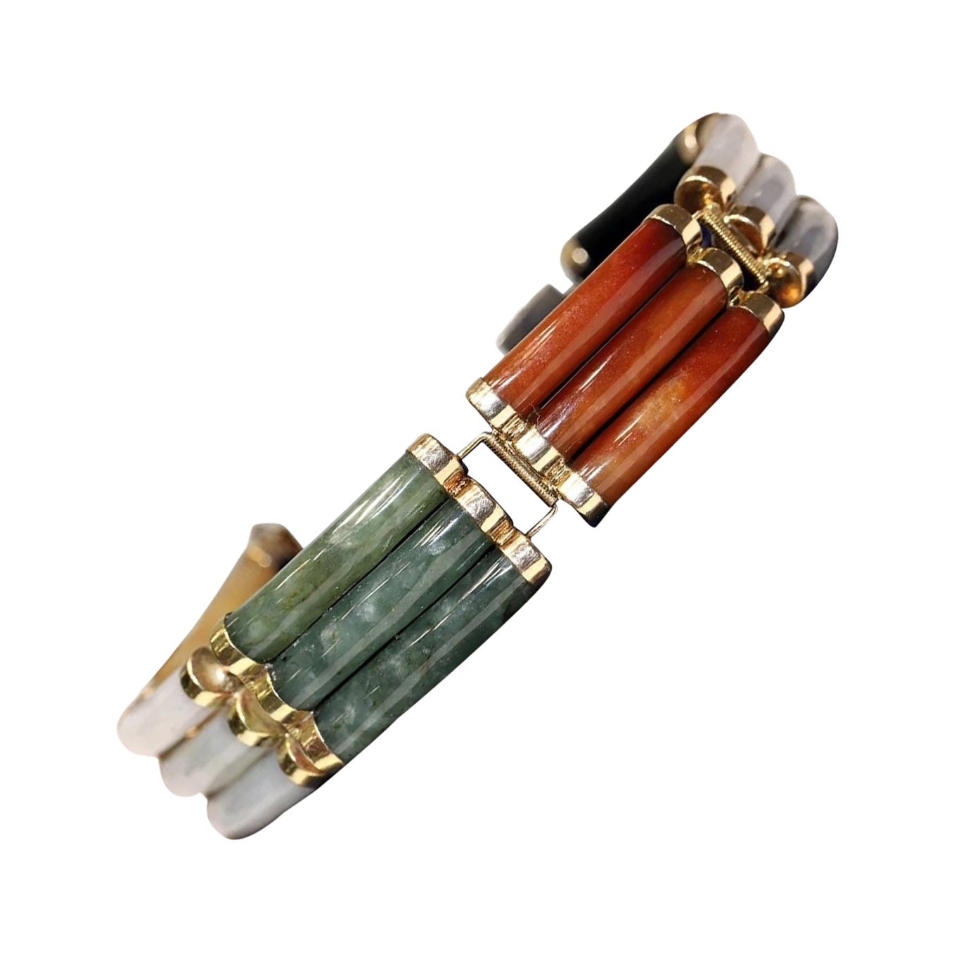 Vintage Handcrafted  14k Gold Natural Stones Decorated Bracelet