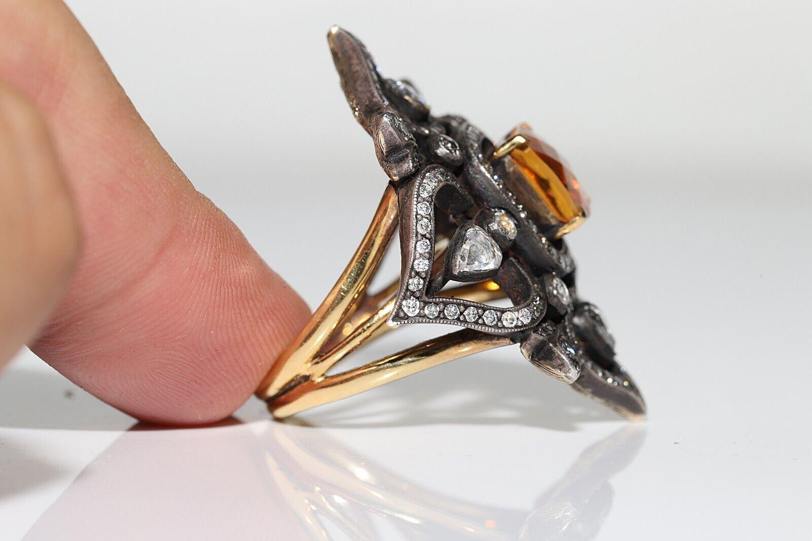 Vintage Handcrafted 18k Gold Top Silber natürlichen Diamanten und Topas starken Ring im Zustand „Gut“ im Angebot in Fatih/İstanbul, 34