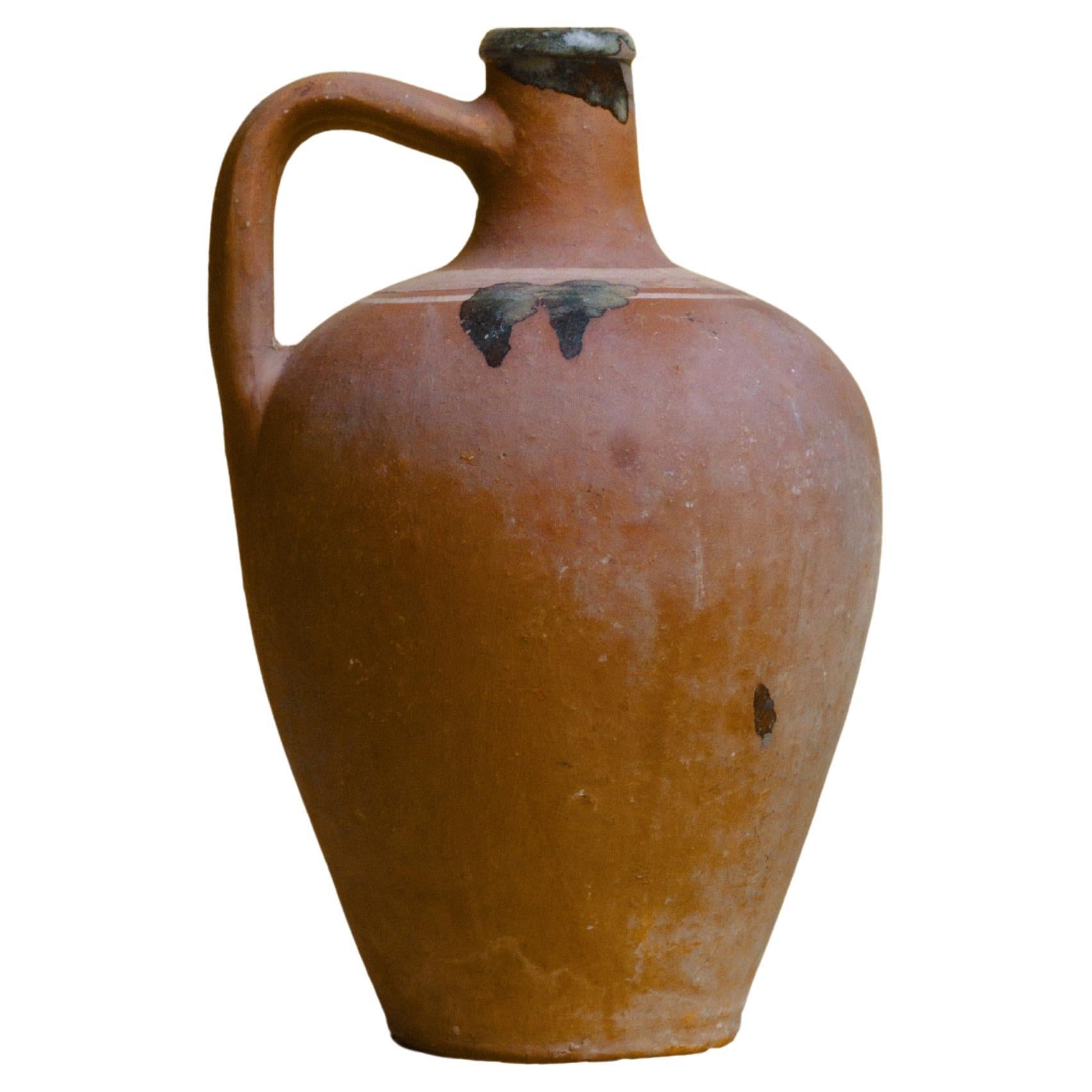 Vintage Handcrafted Ceramic Clay Jug, Mediterranean Rustic Decor, 20th Century