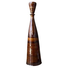 Vintage Handcrafted Brown Pottery Bottle