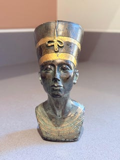 Vintage Handcrafted Bust Egyptian Queen Nefertiti  Sculpture, Resin Decorative
