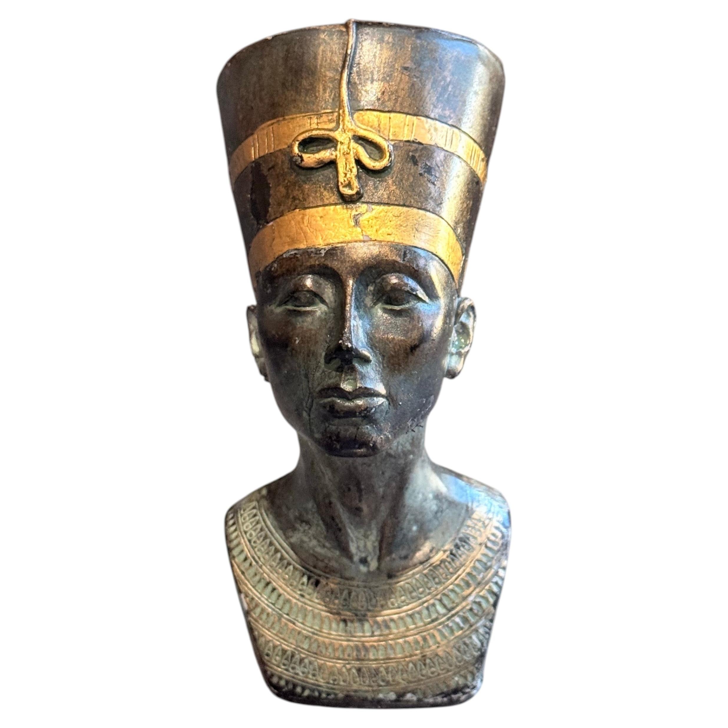Vintage Handcrafted Bust Egyptian Queen Nefertiti  Sculpture, Resin Decorative