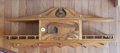 Vintage Handcrafted Carved Pine Wall Cabinet By Brabant