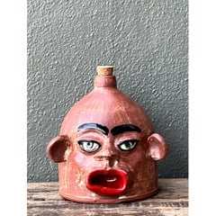Vintage Handcrafted Ceramic Face Jug