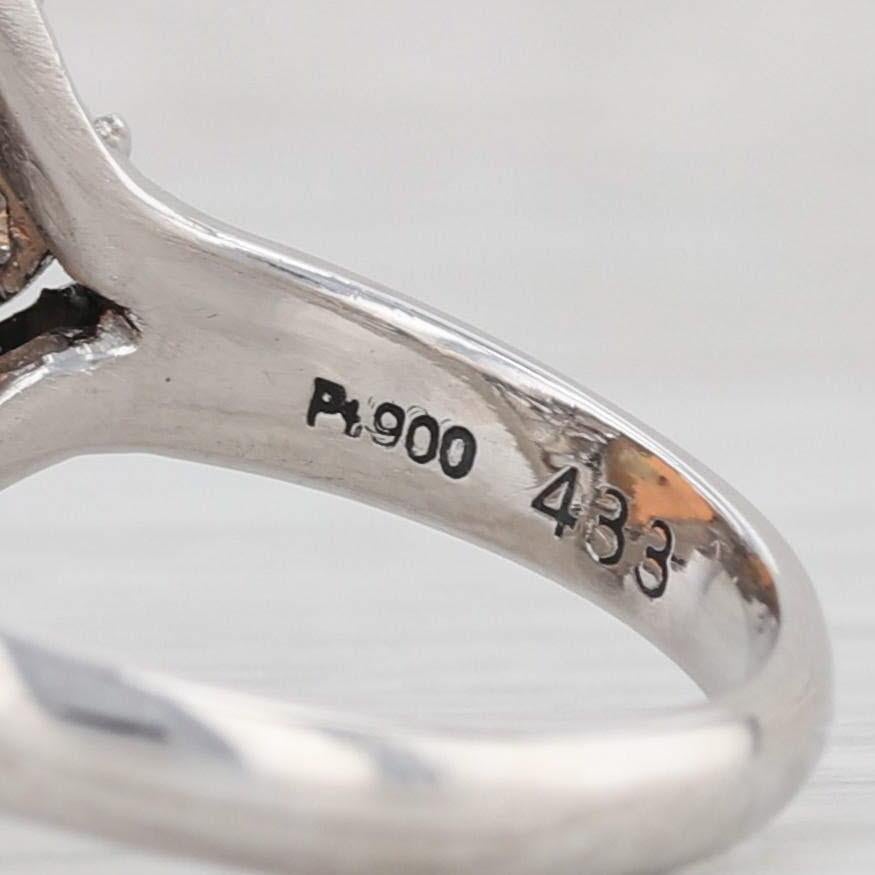 Anello artigianale d'epoca con diamante e opale colorato 900 in platino, misura 6 in vendita 3