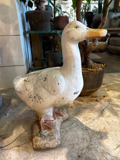 Vintage Handcrafted Concrete Duck Garden Sculpture – Rustic Outdoor Decor