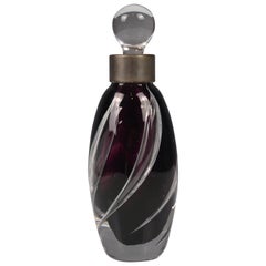 Vintage Handcrafted Deep Amethyst Art Glass Perfume Bottle