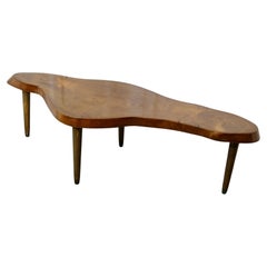 Vintage Handcrafted Freeform Live Edge Massiv Ulme Slab Couchtisch