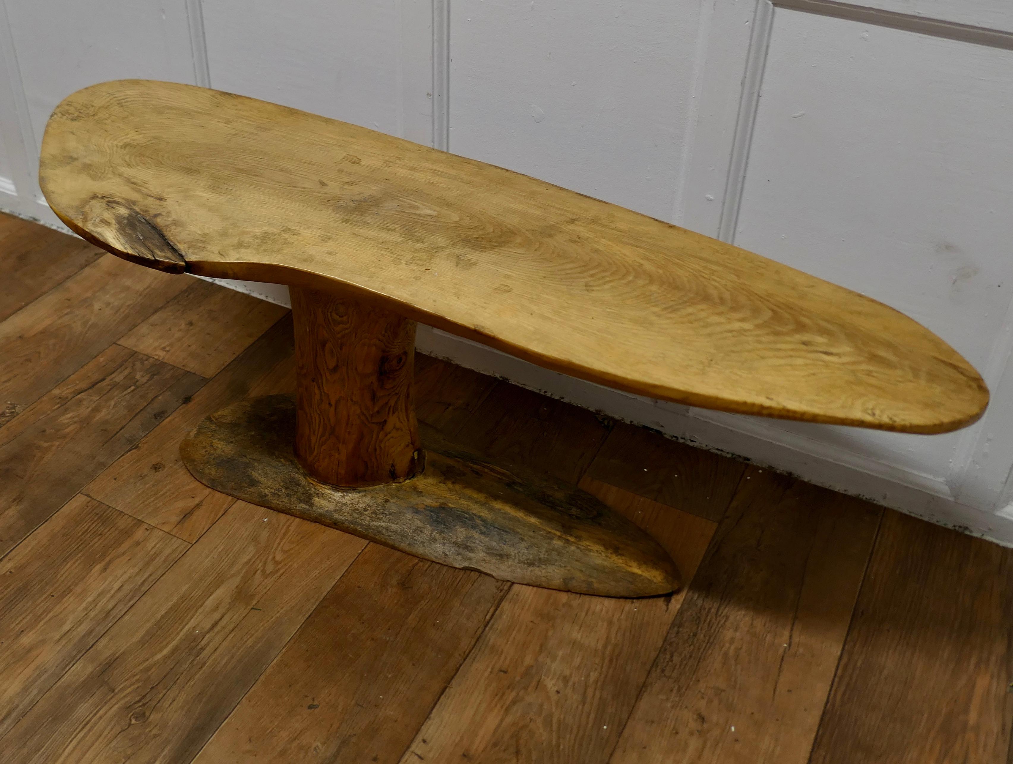 Rustic Vintage Handcrafted Freeform Live Edge Solid Plank Elm Coffee Table   No other o For Sale