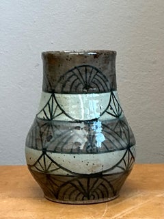 Vintage Handcrafted Geometric Ceramic Vase