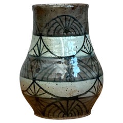 Vintage Handcrafted Geometric Ceramic Vase