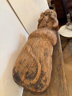 Vintage Handcrafted Hand Carved Wooden Reclining Bull Sculpture