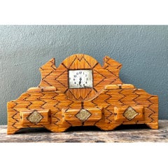 Vintage Handcrafted Matchstick Mantle Clock