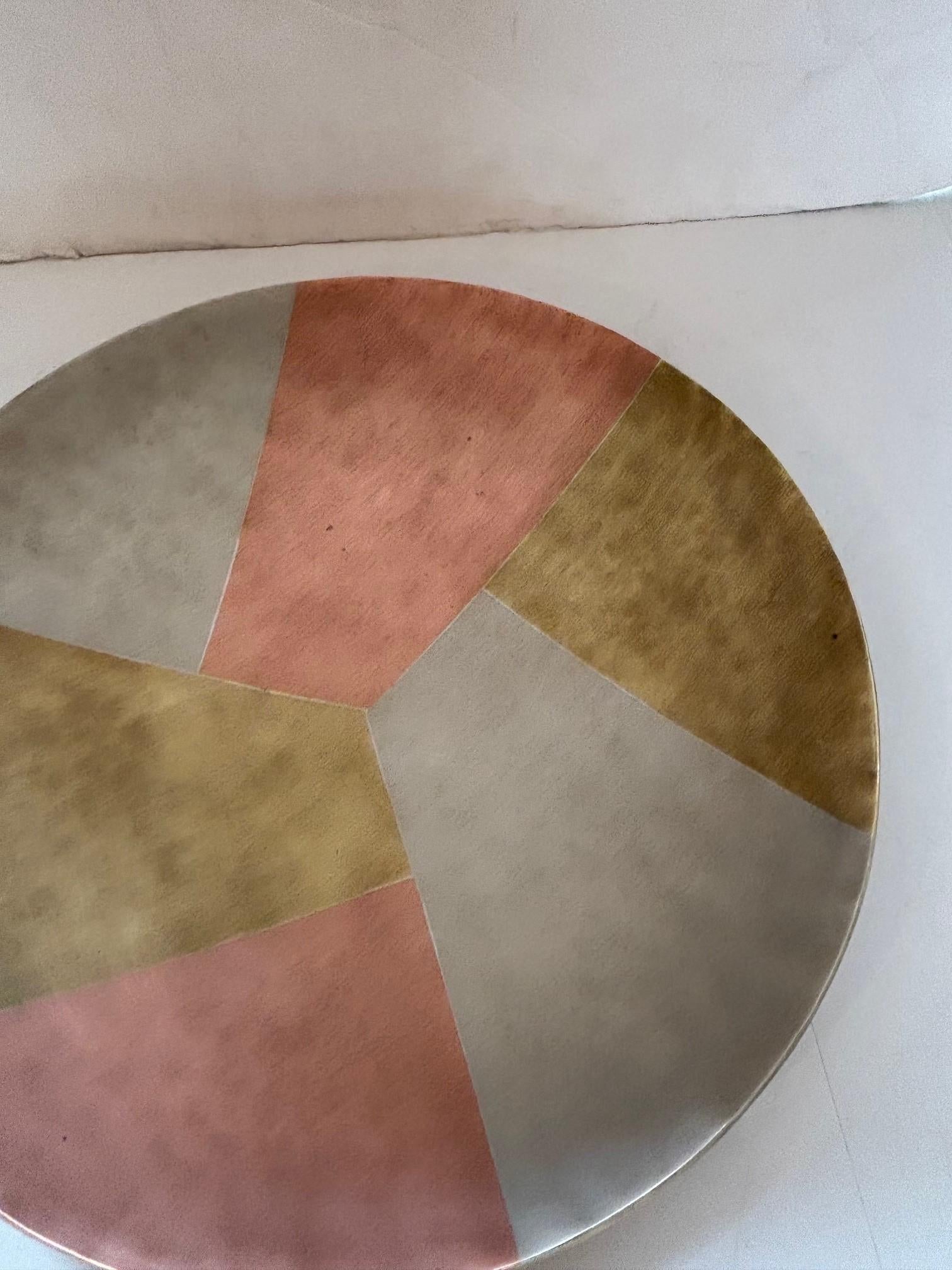 Vintage Handcrafted Mixed Metal Panels Footed Dish Bowl by Los Castillo Metal en vente 3