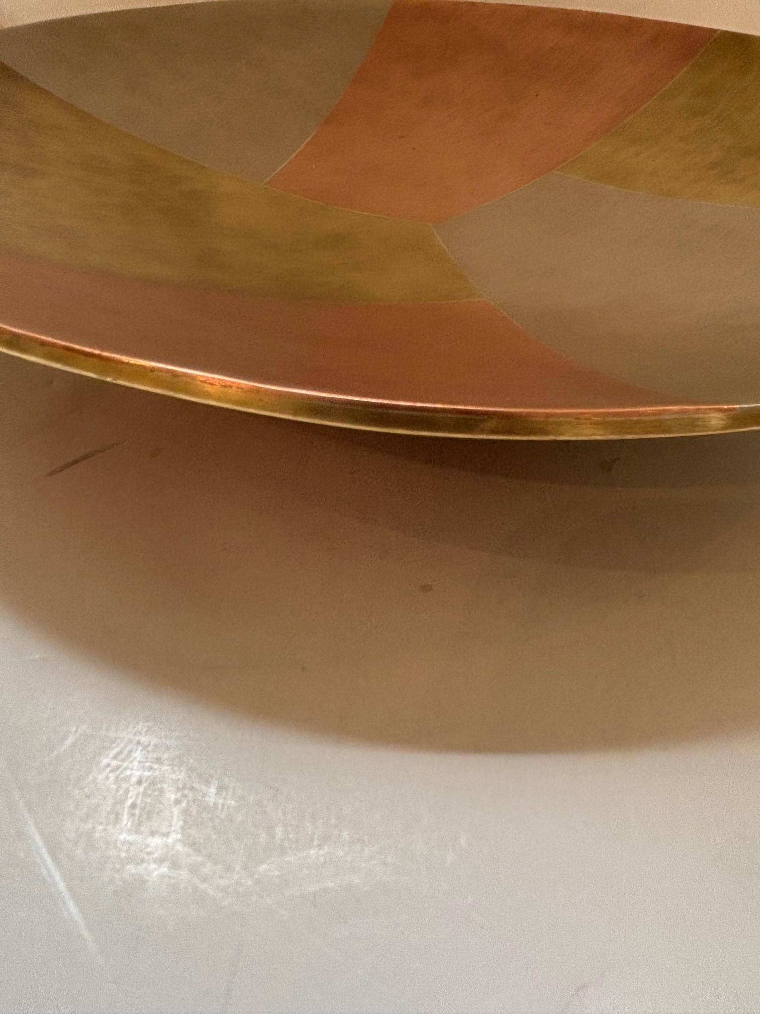 Vintage Handcrafted Mixed Metal Panels Footed Dish Bowl by Los Castillo Metal en vente 2