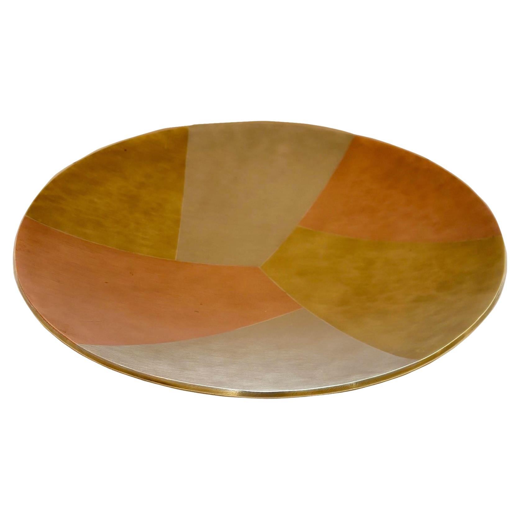 Vintage Handcrafted Mixed Metal Panels Footed Dish Bowl by Los Castillo Metal