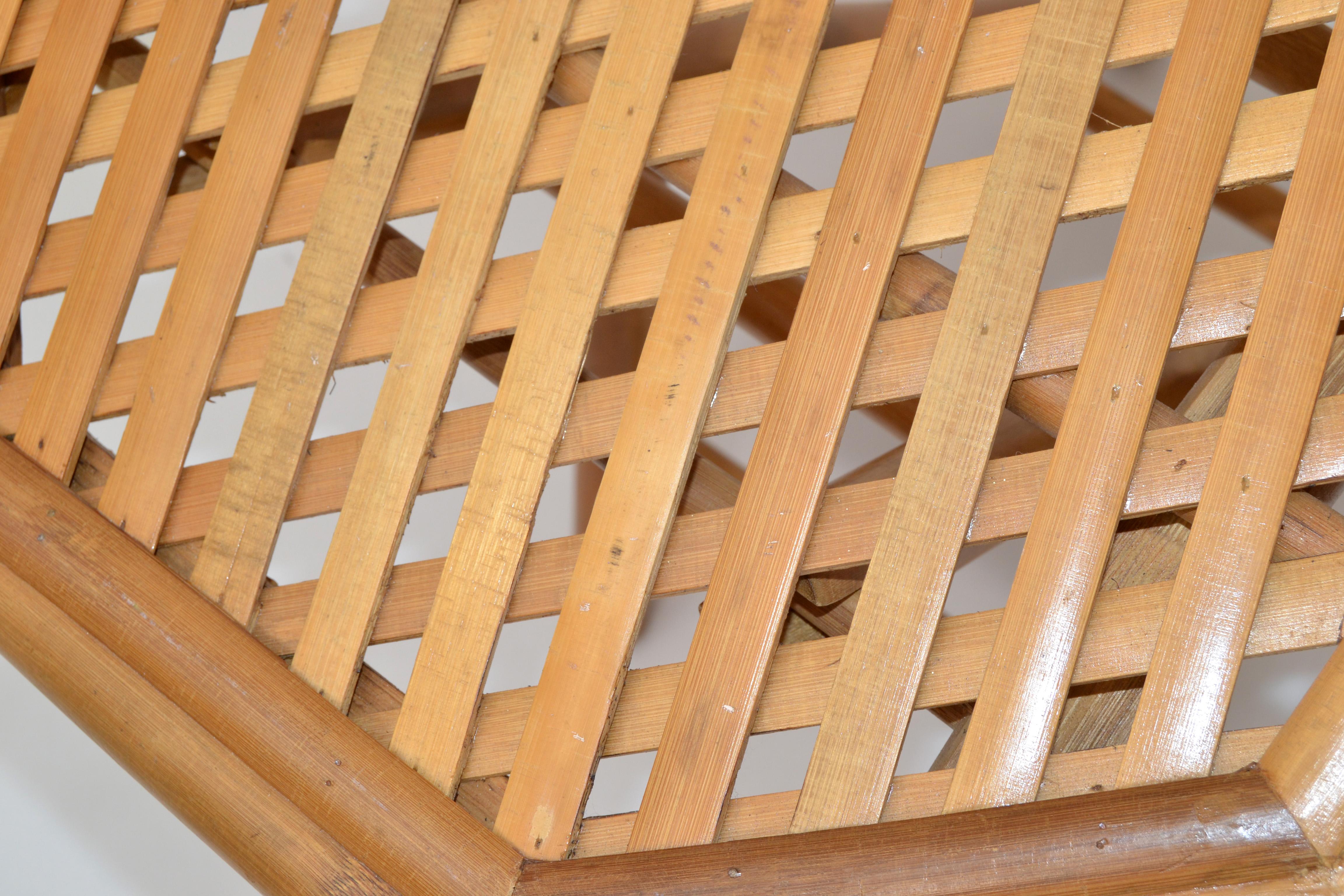 American Vintage Handcrafted Octagonal Bamboo Side Folding Table, Center Table, 1970 For Sale