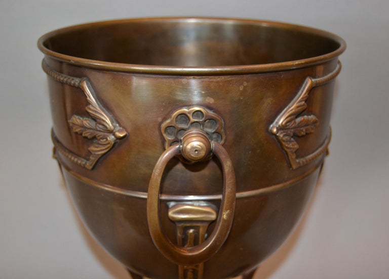 Vintage Handcrafted Ornate Bronze Wine Bucket, Ice Bucket with Claw