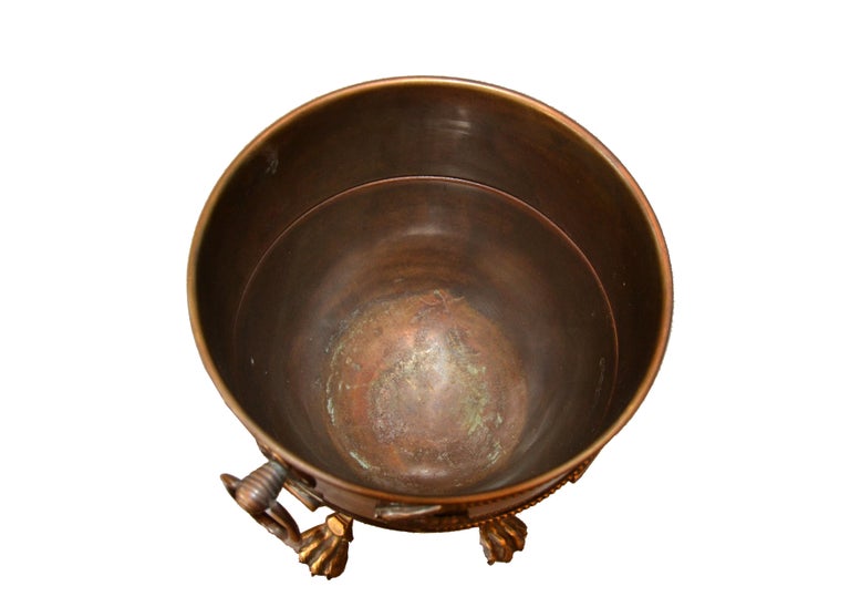Vintage Handcrafted Ornate Bronze Wine Bucket, Ice Bucket with Claw