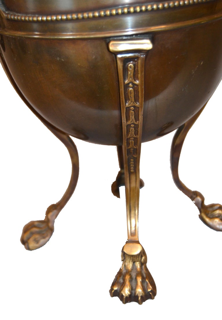 Vintage Handcrafted Ornate Bronze Wine Bucket, Ice Bucket with Claw