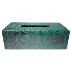 Retro Handcrafted/Painted Faux Malachite Tissue Box