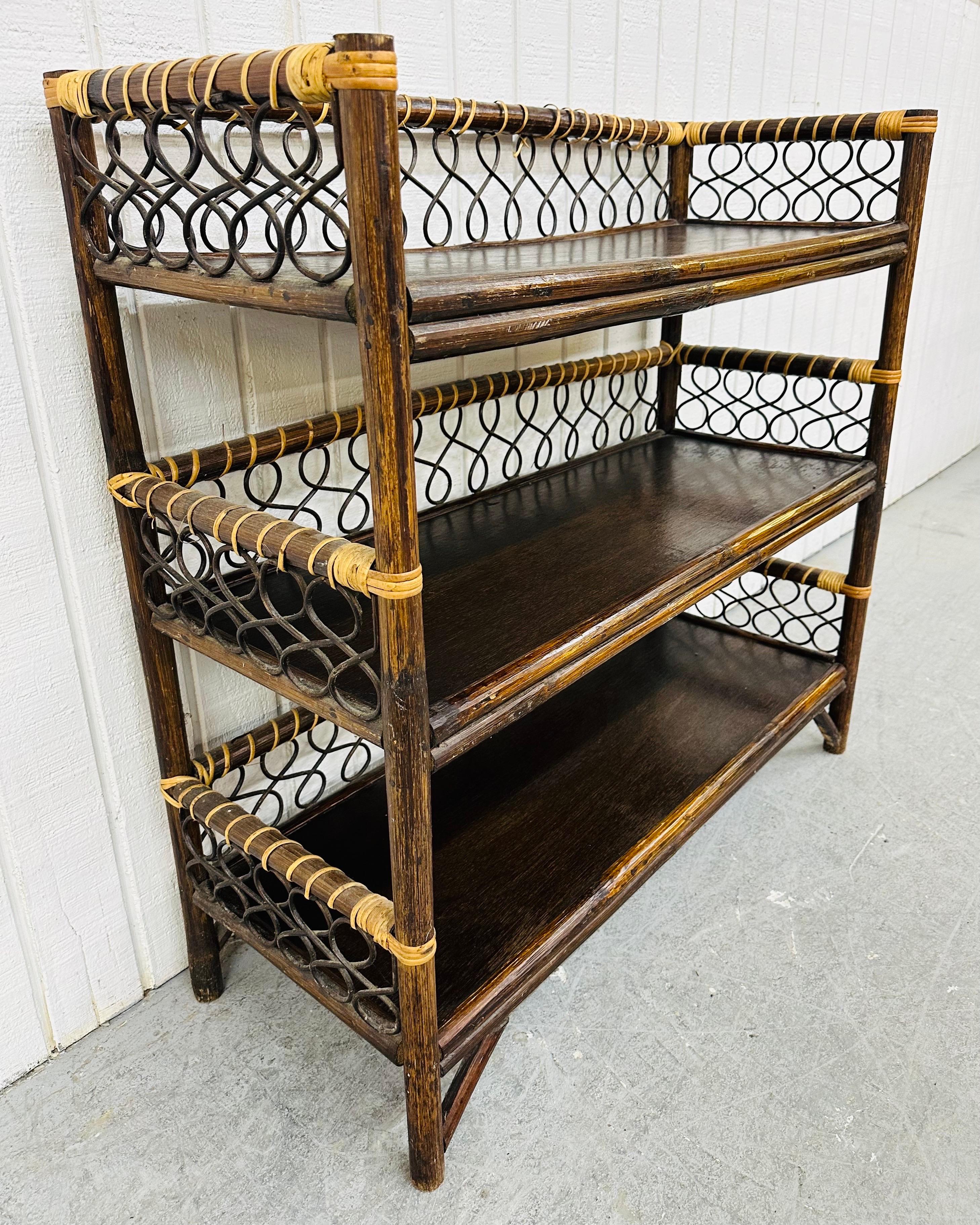 Upcycle Rattan Bookcase Vintage Handcrafted Rattan 3-Tier Bookcase For Sale at 1stDibs