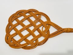 Vintage Handcrafted Rattan Carpet Beater Folk Art Decorative Wall Object