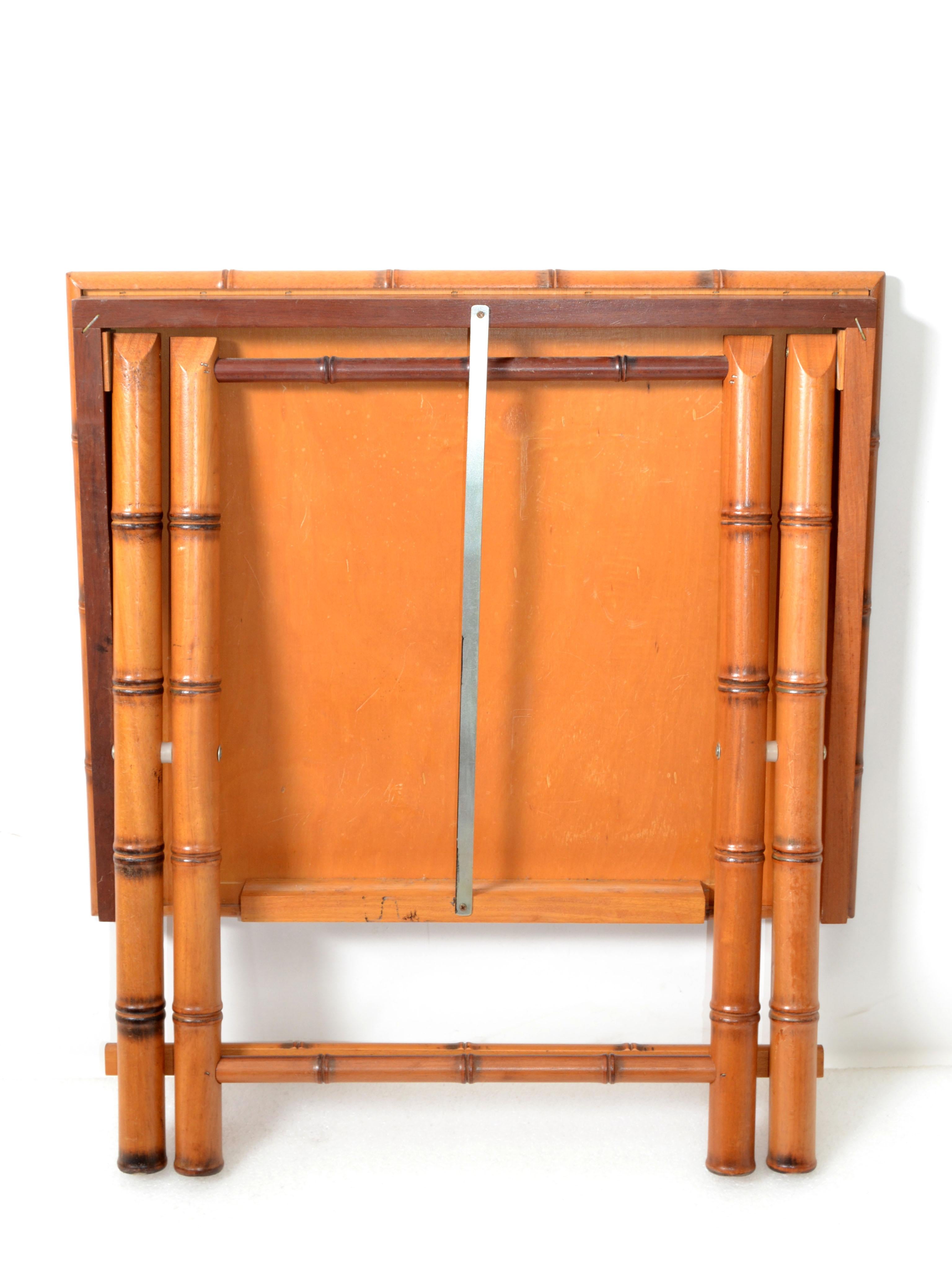 Vintage Handcrafted Rectangle Bamboo Serving Folding Table, Center Table X-Base im Zustand „Gut“ im Angebot in Miami, FL