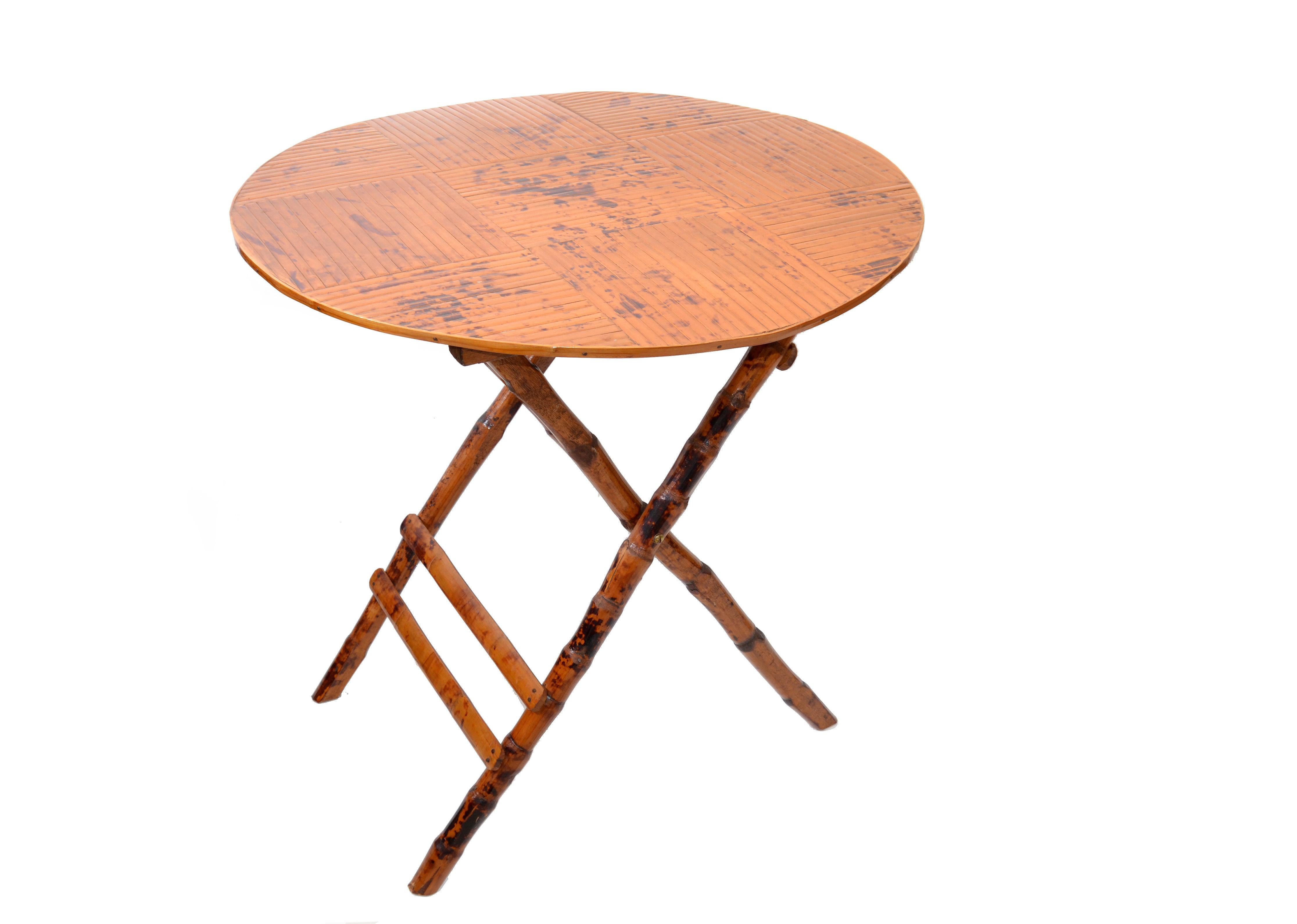 antique round folding table