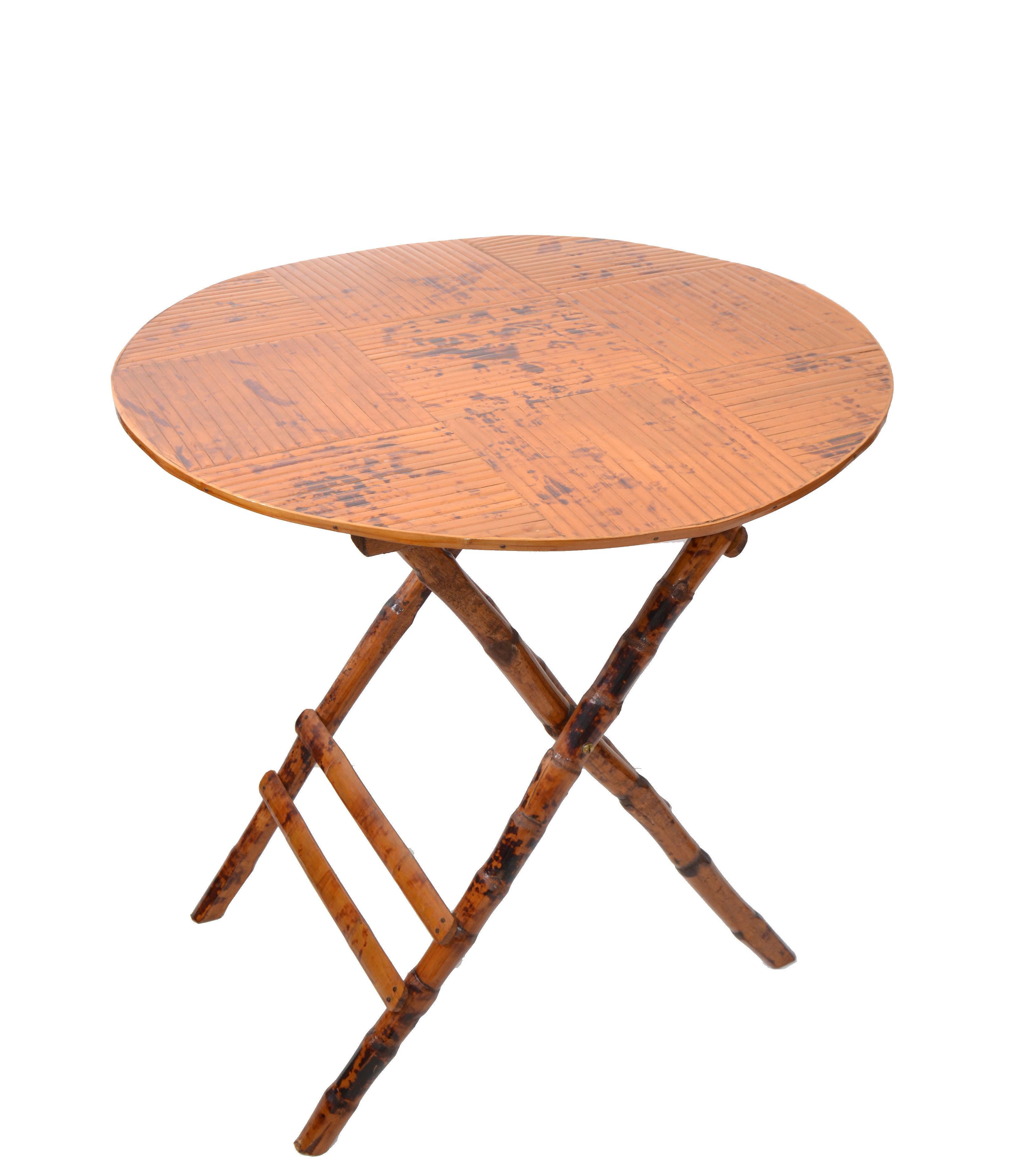 vintage round folding table