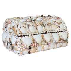 Vintage Handcrafted Shell-Covered Coastal Keepsake Box