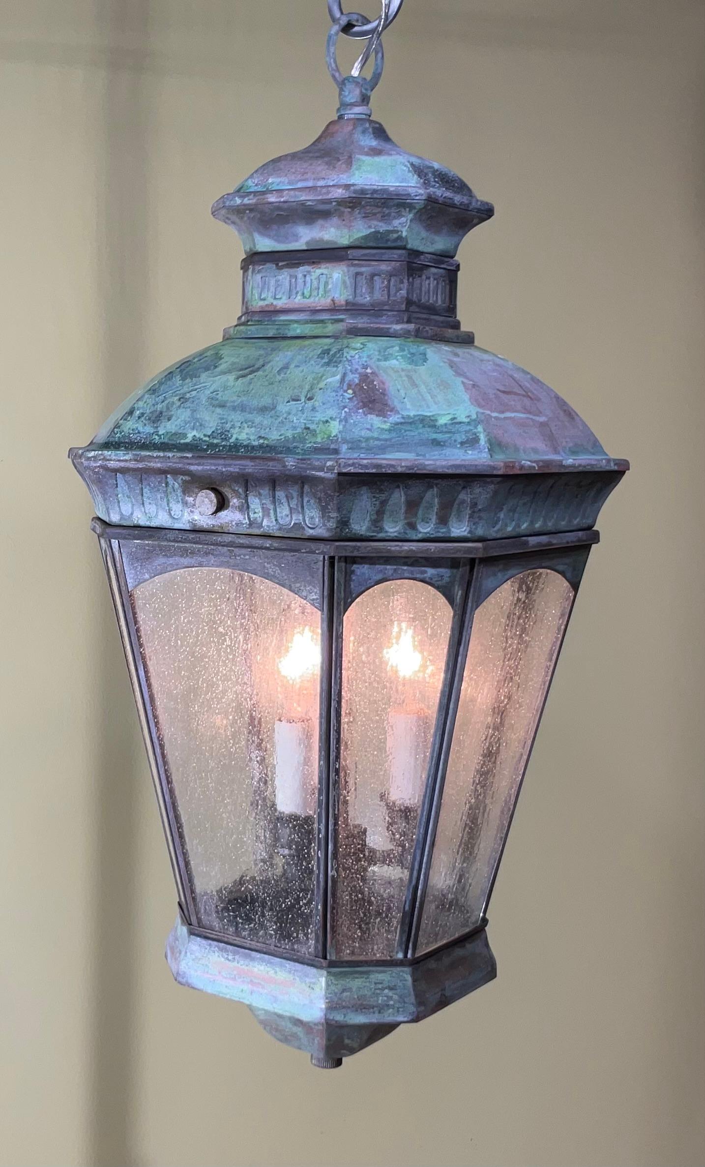 Vintage Handcrafted Solid Brass and Hanging Lantern For Sale 2