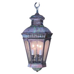 Farol vintage artesanal de latón macizo y colgante