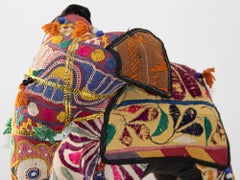 Vintage Handcrafted Stuffed Cotton Embroidered Ceremonial Elephant Toy Raj India