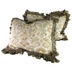 Vintage handcrafted tasseled fortuny pillows/pair
