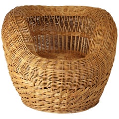 Vintage Handcrafted Wicker Armchair, France, circa 1960