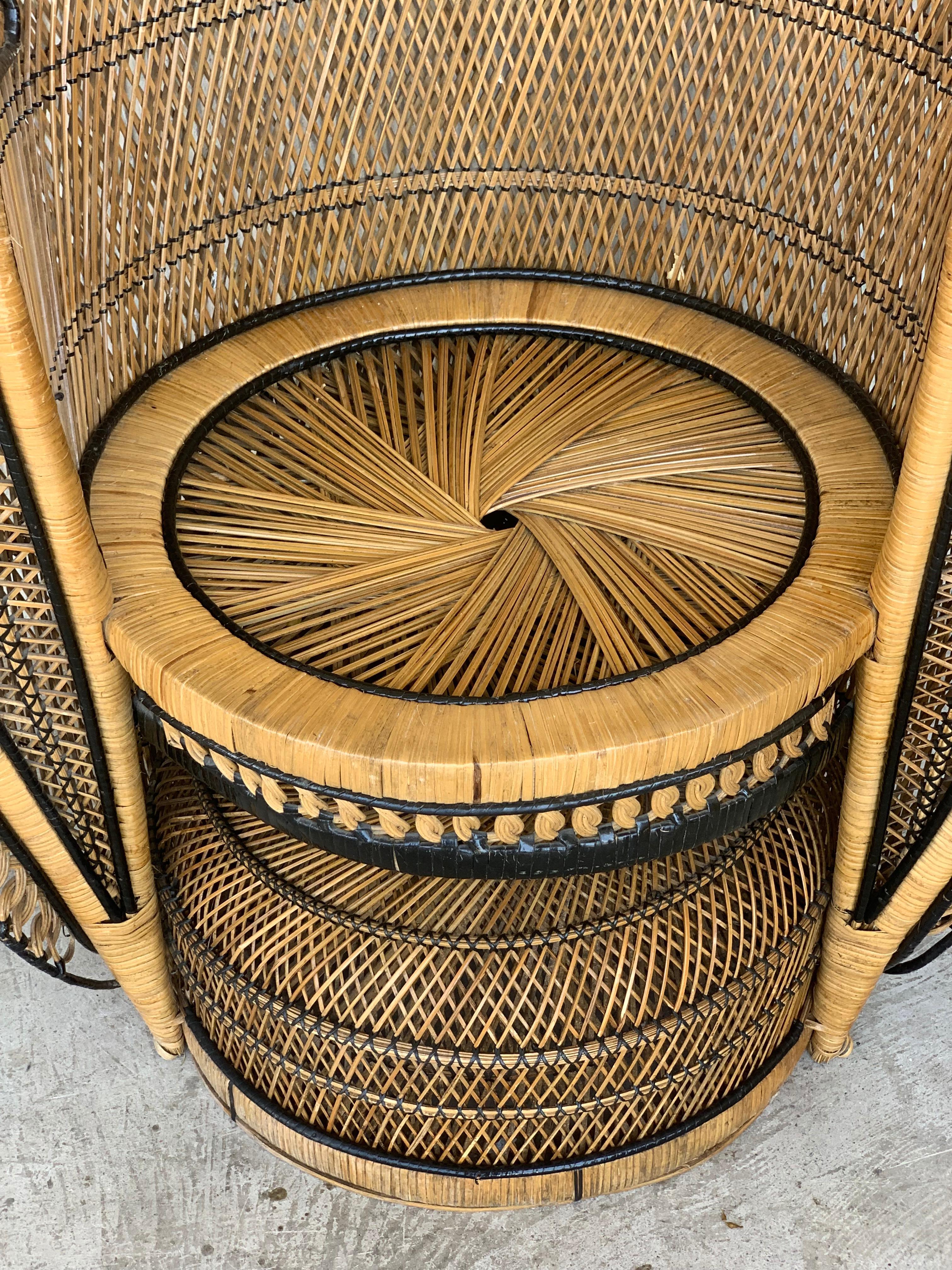 Vintage Handcrafted Wicker, Rattan and Reed Peacock Chair 7