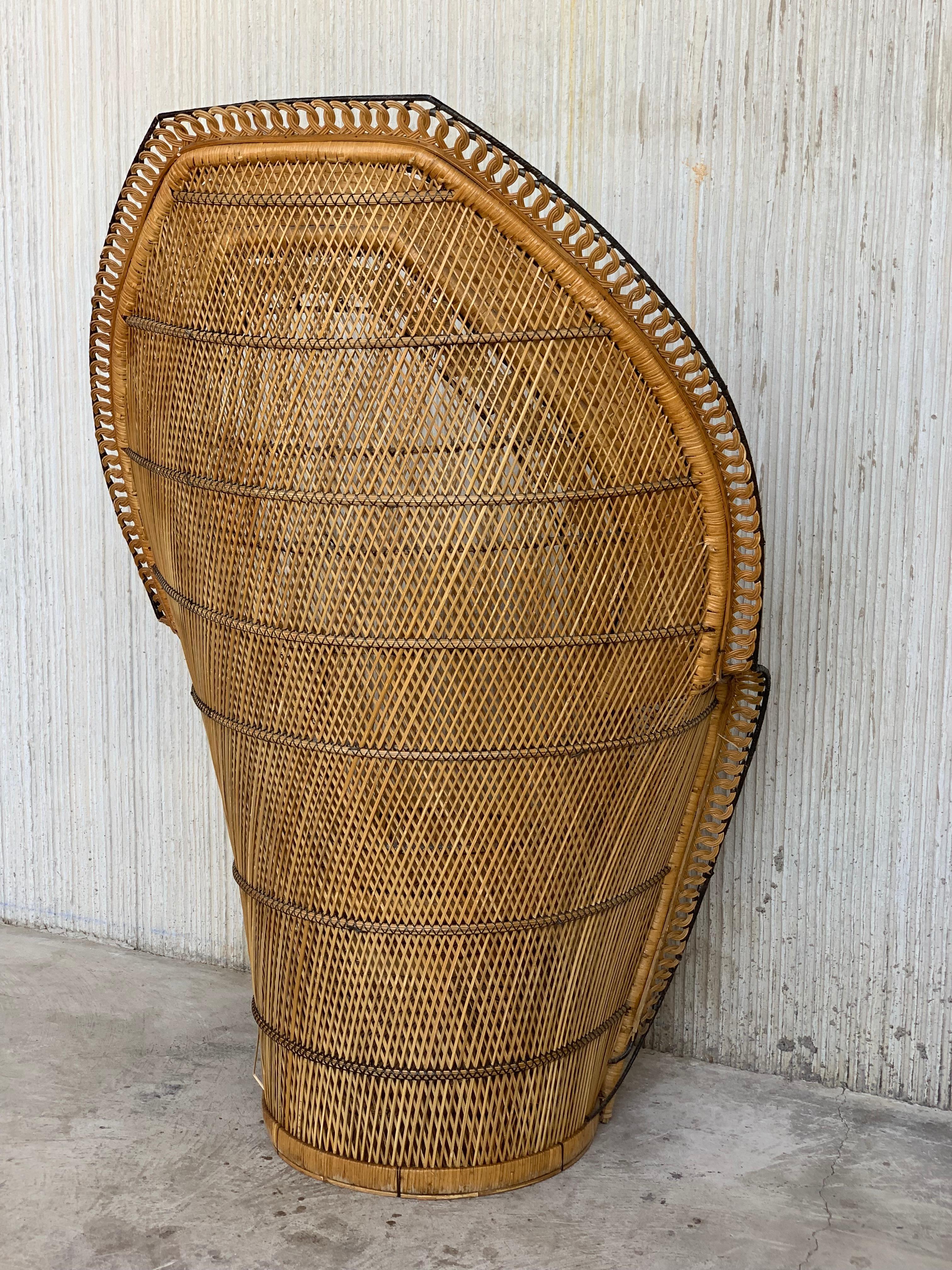 20th Century Vintage Handcrafted Wicker, Rattan and Reed Peacock Chair