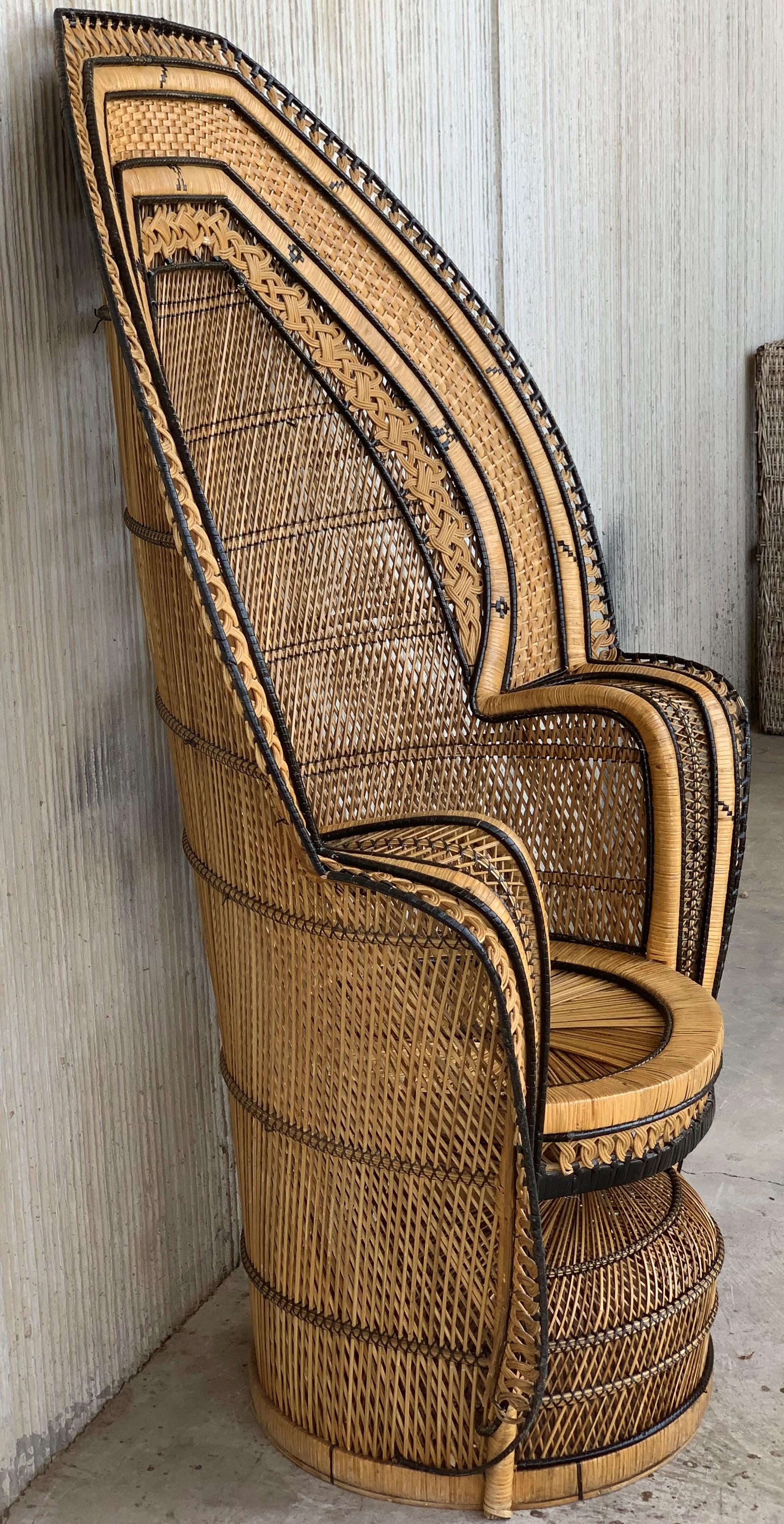 Vintage Handcrafted Wicker, Rattan and Reed Peacock Chair 3